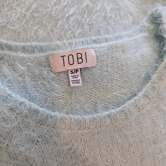 TOBI Blue Fuzzy Mohair Knit Sweater Small - Picture 4 of 5